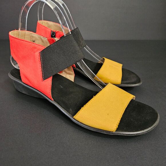 Sesto Meucci Italian Suede Sandal 8.5 Narrow stretch comfort multi color - Picture 1 of 6